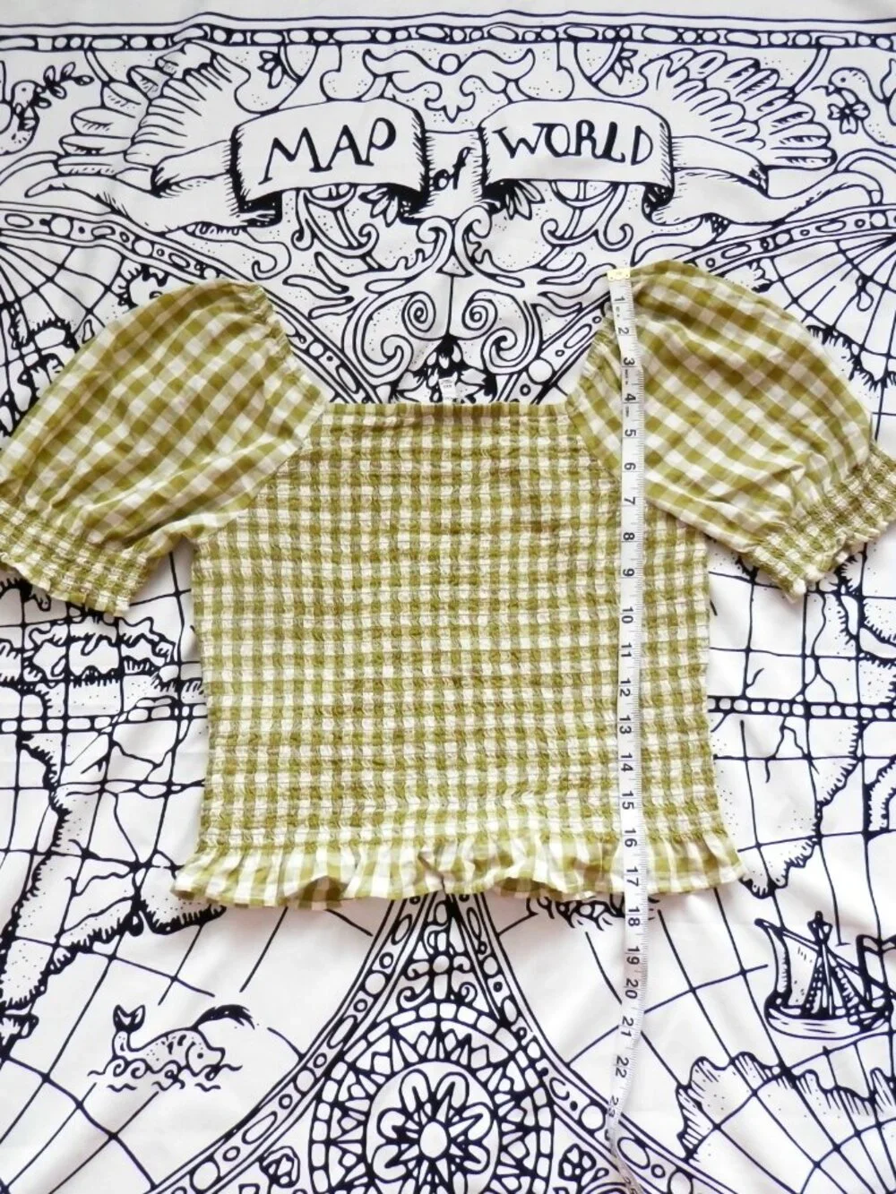 Madewell Lucie Puff-Sleeve Smocked Bodice Top in Gingham Check, Size XXS